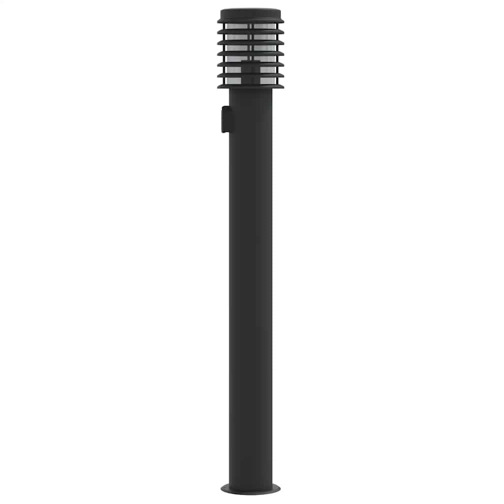 vidaXL Lampy ogrodowe na słupku, z gniazdkiem, 3 szt., czarne, 110 cm, stojąca lampa ogrodowa, oświetlenie ogrodowe, oświetlenie tarasowe