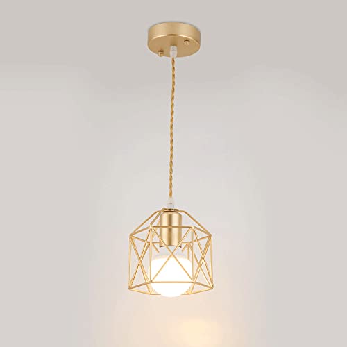 Suspension moderne de style simple lustre E27 installation gold - 5