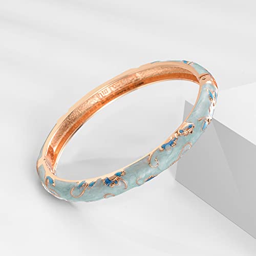 Ujoy Bracelets Multicolor Golden Butterfly Enamel Indian Jewelry Handmade Open Cuff Bangle For Women 55B30 Blue #TOP1