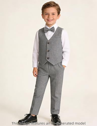 Image of A&J DESIGN 4pcs Baby & Toddler Suit, 12 Months - 5T, Shirt & Pants & Vest & Bow Tie