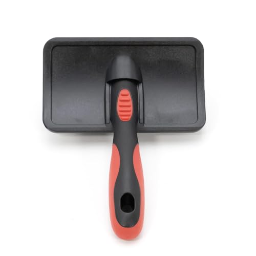 Image of Jeffers Dual Level Pin Universal Slicker Brush for Dogs, Cats & Small Pets - Curved Grooming Brush with Long & Short Pins for Shedding, Detangling, Finishing - Remove Mats & Dead Coat - Medium