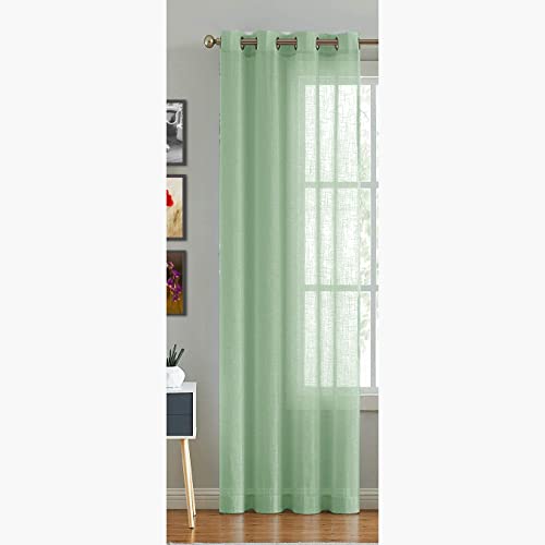 HOMEMONDE Sheer Window Curtain 1 Piece - Cotton 6 Feet Transparent Curtains for Living Room, Bedroom, Mint Green