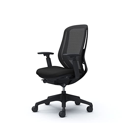 オカムラ オフィスチェア 完成品 組立不要 シルフィー ハイバック 背メッシュ アジャストアーム ブラック樹脂脚 ブラックフレーム ブラック C685XS-FMP1