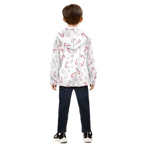 Christmas Candy Star White Toddler Zip up Hoodie Sweatshirt Jacket for Fall Winter 3T4