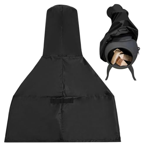 Chewtoyo Chiminea Cover Duty Heavy, Cover Pit Fire Chiminea Patio Outdoor, Oxford Cloth Weather With Resistant, 48 X 24 Inches, Elastic Hem, String Draw Adjustable, Black