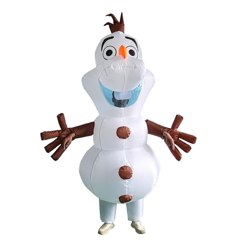 Geerypsy Disfraces inflables del muñeco de nieve para los adultos Olaf Traje de Navidad Complejo para Invierno Masquerade Party Cosplay Año Nuevo Halloween