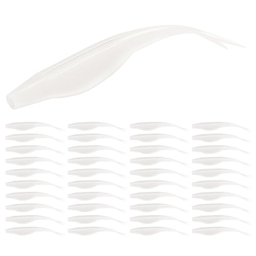 Probite Fork Tail Soft Lures- Realistic Jerk Bait & Fluke Action Soft Lures for Bass Trout & Crappie - Versatile Freshwater & Saltwater Fishing Bait (4 inch 40pcs Albino)