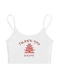 Floerns Women's Sleeveless Camisole Letter Print Crop Cami Top A White S