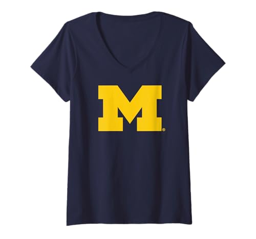 Womens Michigan Wolverines Icon Navy Officially Licensed V-Neck T-Shirt