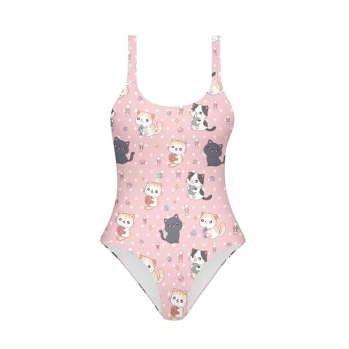 Image of One Piece Bathing Suit for Teen Girls Comfy Crewneck Backless Bathing Suit