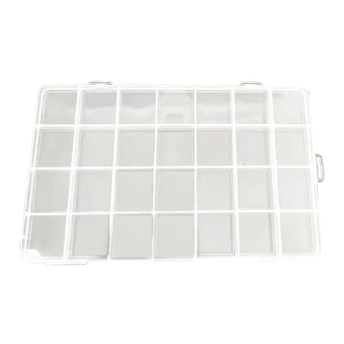 Maletín pequeño de 28 rejillas, organizador transparente para guardar accesorios de artesanía, caja transparente para anillos, pendientes, joyas