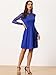 Allegra K Party Dress for Women's Heart Mesh Sheer Sleeve Crew Neck Skater Short Dress Large Royal Blue-Polka Dots