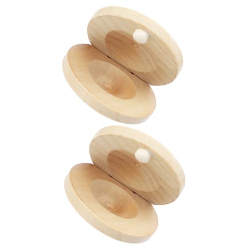 KONTONTY 2pcs Small Wooden Castanets Finger Percussion Instruments for Beginners Music Rhythm for Coordination Intelligence Development