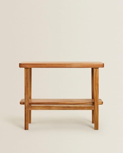 Image of Solid Sheesham Wood Bedside Table with Open Shelf | Minimalist Nightstand for Bedroom & Living Room | Wooden Side Table for Home Decor (Natural Finish)