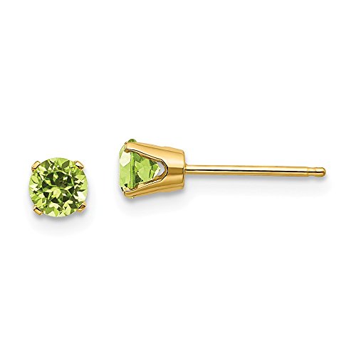 14k Yellow Gold 4mm August/peridot Post Stud Earrings Birthstone August Prong Gemstone Fine Jewelry For Women Gifts For Her