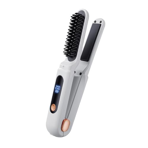 Arduador De Cabello Inalámbrico-23x3.5x4.5cm 2-en-1 Calefacción Rápida Combate De Hierro Plano | Calefacción Rápida Miiniiseador Peine Para Viajar | 3500 MAh Cepillos De Alisado De Iones Negativos | C