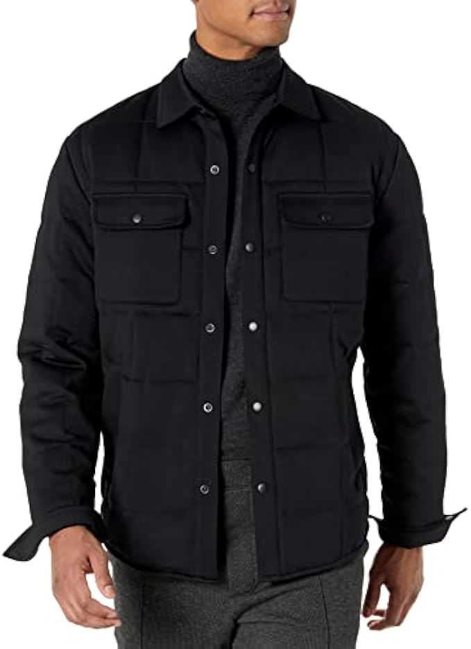Vince Men's Quilted Mixed Media Shirt Jacket
