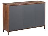 Beliani Retro Modern Sideboard Walnut with Grey 3-Door Cabinet Medfort