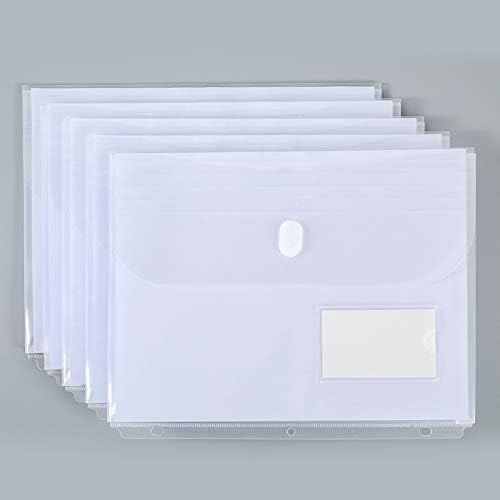 Sooez Expandable Clear Poly Binder Pocket, 10 Pack, Side Loading,Letter Size, Pocket Folders Poly Envelopes Clear Document Folders for 3 Ring Binder with Label Pocket for School Home Office