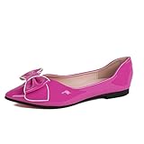 Rosered Flats Shoes Women Comfortable Leather Pointed Toe Flats Dress Shoes Bow Memory Foam Insole Slip on Work Flat for Women Size 8.5