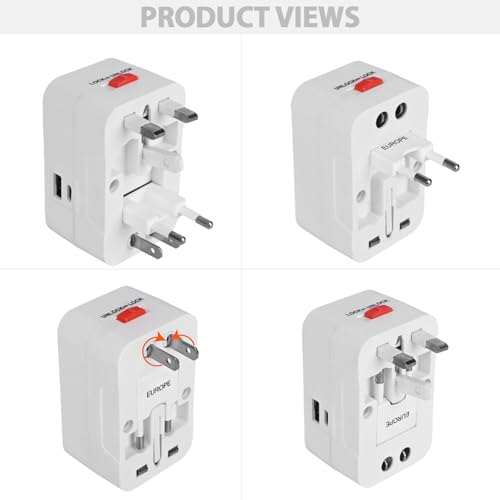 Image of GIGAWATTS Universal Travel Adapter with USB-A & Type-C PD Fast Charging Port All in One Multipurpose Multi Type Worldwide Power Socket AC /DC 2.4A /5V Ports for International Travelling (1Pc, White)