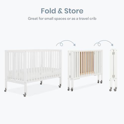 Dream On Me Synergy Flex Foldable Full-Size Baby Crib with Wheels, White - image 4