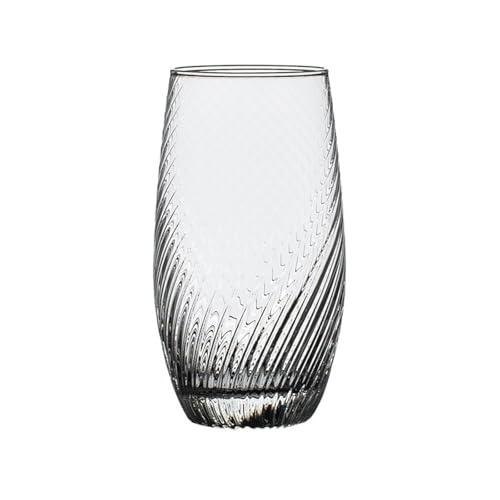 �L�b�`���O���X Spiral Strips Stemless Drinking Glasses, Hand Blown Textured Glass Cups for Water, Juice, Iced Tea, Cocktails and Whiske