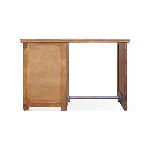 Image of Sheesham Wood Reading Writing Study Table with 1 Drawer & 1 Shleve for Study Room Hall Home | Wooden Computer Laptop Work Station Desk for Library Office Desk Natural Honey Finish