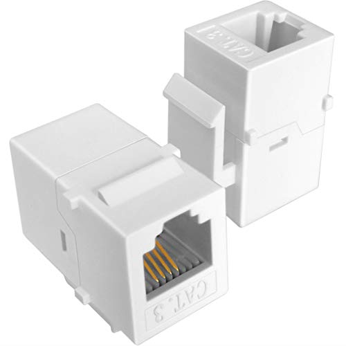 NECABLES 5Pack CAT3 Telephone Keystone Jack Phone Keystone Coupler RJ11 6P4C Female to Female White