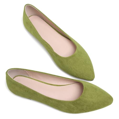 Image of Dear Time Women's Pointed Toe Ballet Flats Simple Casual Office Work Flats Slip-on Comfortable Shoes