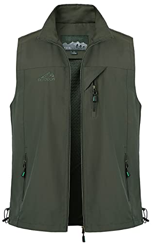 Yukirtiq Chaleco Deportivo para Hombre Chaleco de Secado Rápido Chaleco de Pesca Chaqueta Sin Mangas para Fotografia Trabajo Chaleco de Caza, Verde, XL