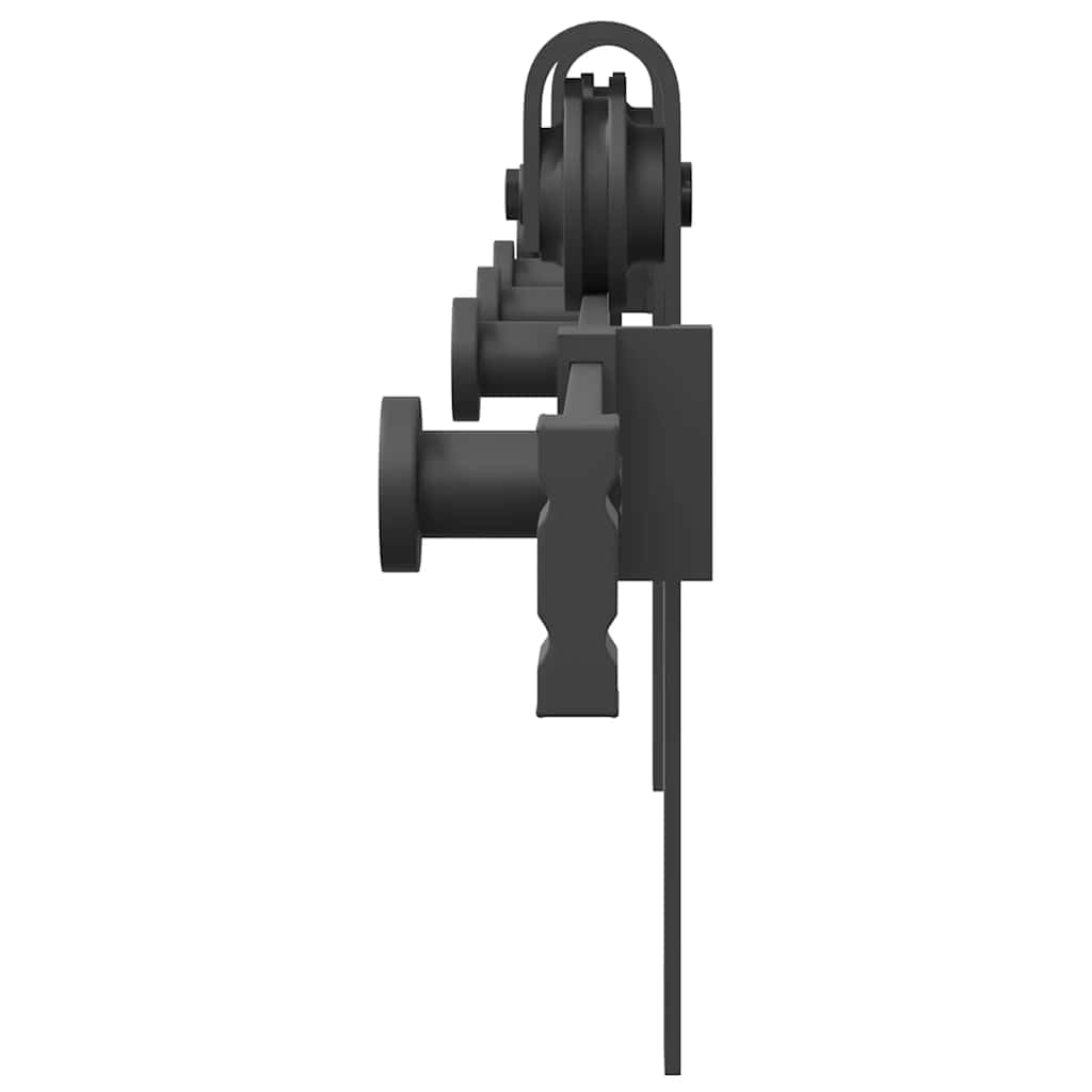 Juego de herrajes para puerta corredera de acero con recubrimiento en polvo negro de 152,5 cm de largo con tope para puerta, guía de suelo y ruedas para puerta de habitación, puerta principal
