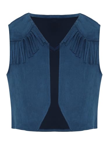Girls Boys Cowboys Cowgirls Vest Suede Tassel Waistcoat Western Party Cosplay Halloween Fancy Dress Up