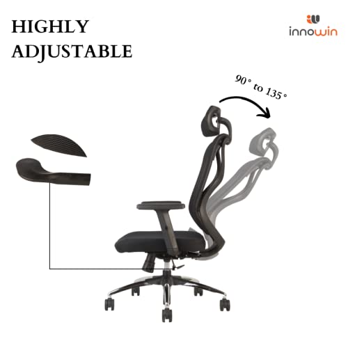 Image of INNOWIN Tokyo Office Chair,High Back Mesh Ergonomic Home Office Desk Chair with 3 Years Warranty, Adjustable Armrests,Adjustable Lumbar Support,Tilt Lock Mechanism (Black)