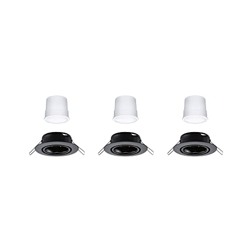 Paulmann 92468 LED Einbauleuchte Base Smart Home Zigbee Basisset schwenkbar rund 230V 3x4,9W 3x420lm dimmbar 90mm Schwarz matt Metall RGBW+