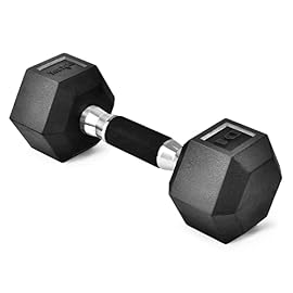 Yes4All Rubber Grip/Chrome Grip Encased Hex Dumbbells – Hand Weights With Anti-Slip 5-50 LBS Single/20lbs-30lbs Pairs