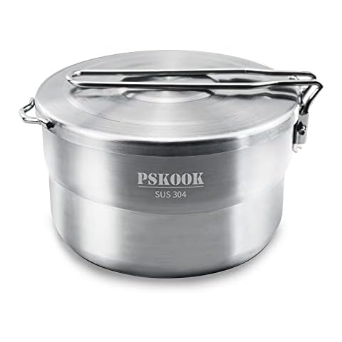 Stainless Steel Outdoor Cook Pot Camping Pot Picnic Camp Cooking Set Backpacking Camping Cookware Cooking Set for Hiking (Single Pot) Cover