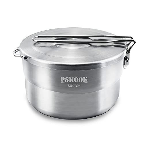Edelstahl Outdoor Kochtopf Camping Pot Picknick Camp Kochset Backpacking Camping Kochgeschirr Kochset zum Wandern (Single Pot)