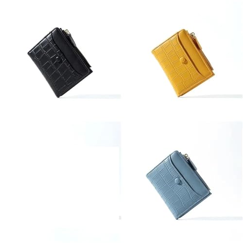 Leather Women's Wallet Portable Double Fold Zero Wallet Holder Multi-Function Simple Women's Wallets Coin Purse(Black)2
