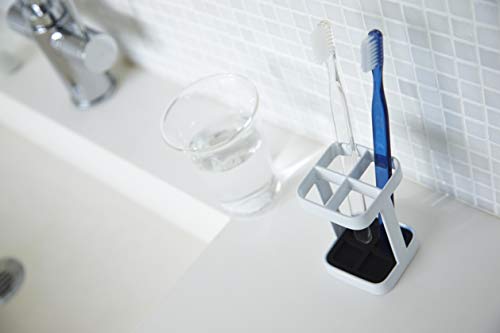 Porte-brosse à dents Yamazaki Tower blanc en acier compact pour salle de bain mini