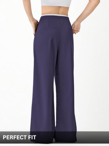 Image of Leriya Fashion Women High Waist Wide Leg Trousers | Summer Stretch Poly Lycra Palazzo Pants | Casual, Office & College Outfits | Flared Korean Style | Available in Sizes 28 to 38