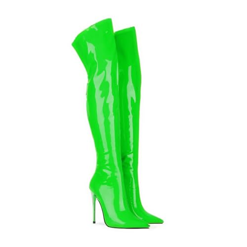 Image of Thigh high boots for women striped Back zipper Burgundy Zebra Print Over the knee Sexy gold white pointed toe Cow Print leopard Magenta stiletto heel