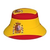 QAZWZML Fischerhut mit spanischer Flagge, bedruckt, reflektierend, faltbar, geeignet für Outdoor-Aktivitäten, Schwarz