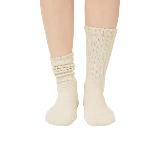 American Trends Crew Socks for Women Casual Scrunch Retro Crew Socks Solid Color Stacked Tube Socks4
