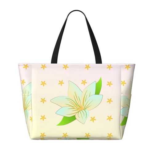 QWVBNBlooming Daffodils Beach travel bag, lightweight and reusable, suitable for family trips, gym and outdoor adventures.2