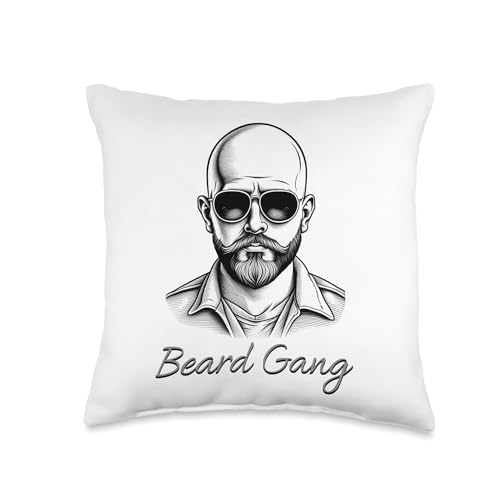 Beard Gang Bald Guy With Sunglasses Throw Pillow