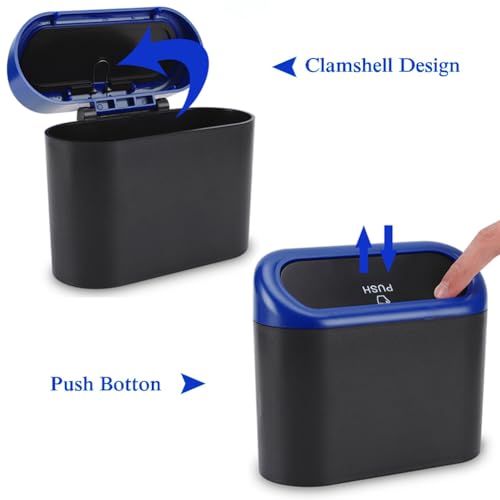 Image of Accmor Car Trash Can with Lid, Vehicle Trash Bin Car Dustbin Garbage Organizer Holder with Trash Bag, Portable Hanging Mini Wastebasket Bin Trash Container for Auto Cars, Home, Office (Blue)