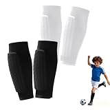 2 Pairs Soccer Shin Guards, Shin Guards Soccer for Kids Youth Adult Calf Compression Sleeve with Honeycomb Pads, Calf Protective Gear for Football & Baseball for Boys, Girls (Black+White, XS)