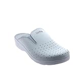 Fabriqué en Italie Saniflex 89921-10 Médical Certifié Sabots Mules Chaussons Chaussures en Cuir, Homme, Blanc, EU 42