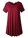 LARACE Women Short Sleeves Flare Tunic Tops for Leggings Flowy Shirt (L, Wine Red)